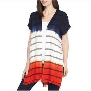 Red white and blue ombré kimono